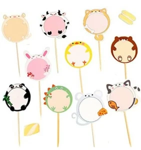 30 pcs Animal Cupcake Toppers ~ Blank Writable ~ Kids Birthday Decoration Party - Picture 1 of 2
