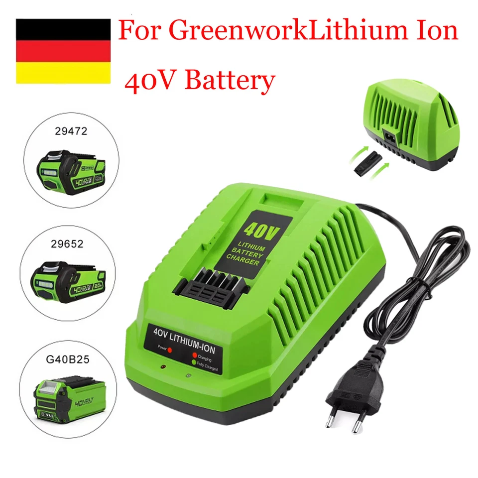 MARKENLOS Greenworks Ladegerät 40V 29482 29462 2938302 BAF702 BAF705 Li-ion Akku/Ladegerät