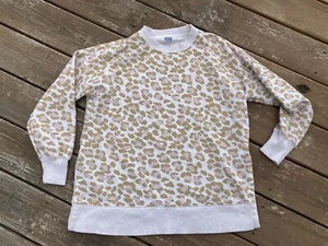 Aerie Sweatshirt Oversized Crewneck Desert Leopard, Women Size Small - Picture 1 of 6