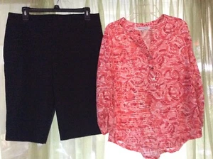 Women's sz M Emily Daniels V-Neck Shirt Sz 12 stretch walk shorts Counterpart - Picture 1 of 9