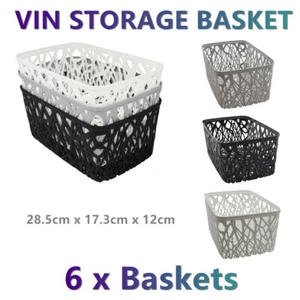 6x Storage Basket Container Box Organiser Toy Bin Bag Kitchen Food Holder Small - Picture 1 of 5