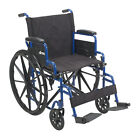 Drive Medical Blue Streak Wheelchair, Flip Back Arms, Swing Footrests, 18