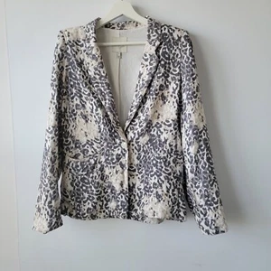 Joie Mehira 100% Linen Leopard Animal Print Blazer size 10 - Picture 1 of 8