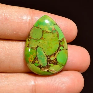 22.00 Cts Lab-Created Green Copper Turquoise Gemstone Pear Cabochon 28X20X5 mm - Picture 1 of 6