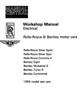 BENTLEY EIGHT MULSANNE S, TURBO R, CONTINENTAL, ELECTRICAL WORKSHOP 1989 TSD4848 - Image 1 of 4
