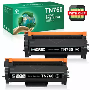 2 Pack TN760 For Brother TN-760 TN730 Toner MFC-L2710DW HL-L2350DW HL-L2370DW - Picture 1 of 6