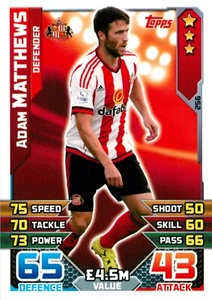 2015 2016 SUNDERLAND Premier League Card ADAM MATTHEWS Topps Attax - Picture 1 of 3