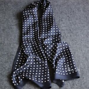 Mens 100% Silk Long Scarf Polka Dots High Quality Scarves Soft Scarf Shawl Gift