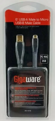 Gigaware® 6-Ft. USB-A to Micro USB-B Male Peripherals Cable m-4 - Image 1 of 4