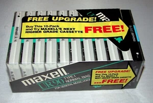 NEW SEALED LOT OF 10 MAXELL UR90 TYPE 1 NORMAL CASSETTE TAPES AND 1 UDI TAPE - Picture 1 of 5