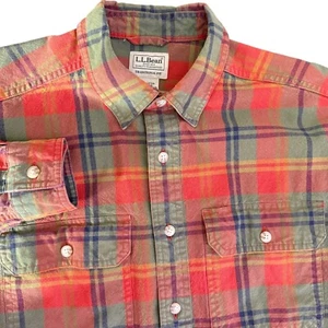 LL Bean Flannel Shirt Plaid Button Long Sleeve Traditional Fit Mens M Red 286410 - Picture 1 of 9