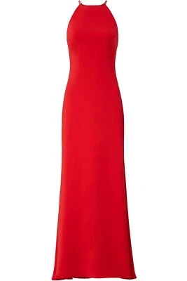 Calvin Klein Lady in Red Crepe Halter Open Back Evening Dress Sz 4. - Image 1 of 4