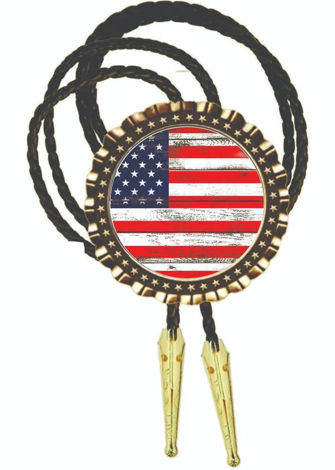 Bandera americana en madera arte bolo corbata accesorio para hombre corbatas hombre usar regalo Foto 1 de 1