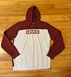 Men's Beige/Burgundy Hoodie Sweatshirt ~ Size XXL ~ Levi's ~ 50" Chest ~ EUC! - Picture 1 of 3