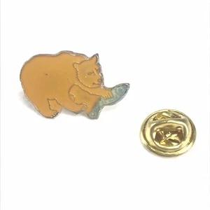 Bear Catching/ Fishing For Trout 1" Vintage Lapel Pin Pinback Buttons - Picture 1 of 3
