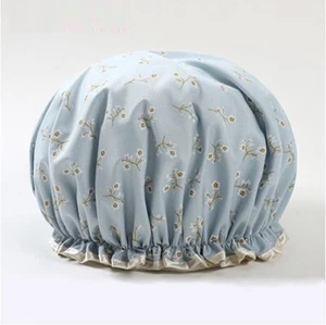 Waterproof Shower Cap Women's Double Layer Thicken Bath Cap Hair Hat - Picture 1 of 12