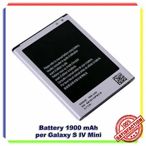 BATTERIA RICAMBIO PER SAMSUNG GALAXY S4 MINI I9190 1900MAH - Foto 1 di 4