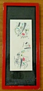Raro Guiseppe Napoli Firmado Original Años 60 Arte 4,25"" x 9,5"" Enmarcado - Imagen 1 de 4