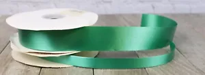 (2) Berwick Flora-Satin Ribbon Emerald Green 5/8" and 1.5" 100 Yards - Picture 1 of 6