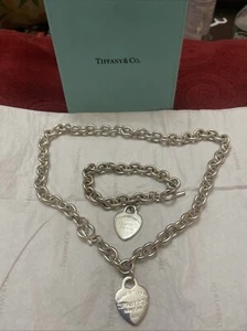 Tiffany & Co Sterling Silver Ball Bracelet & Necklace Set with New Bags/Boxes - Picture 1 of 3