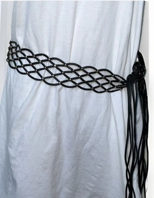 Braided Leather Wrap Belt Open Weave Studded - Image 1 of 4