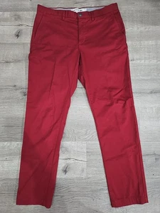 Lacoste Mens Dark Red Twill Chino Pants Regular Fit 32L  - Picture 1 of 7