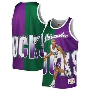 Herren Mitchell & Ness Ray Allen Hunter grün/lila Milwaukee Bucks sublimiert - Bild 1 von 3