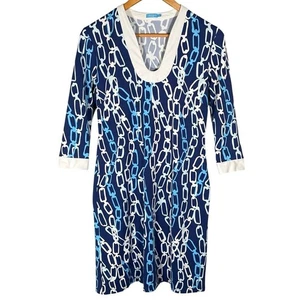 J.McLaughlin Catalina Stoff Gisel Kleid Kettendruck maritim Resortkleidung Small - Bild 1 von 4