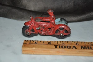 Hubley Gusseisen Cop Motorrad Spielzeug 30er Jahre mit Beiwagen in rot/blau - 1724B - Bild 1 von 22