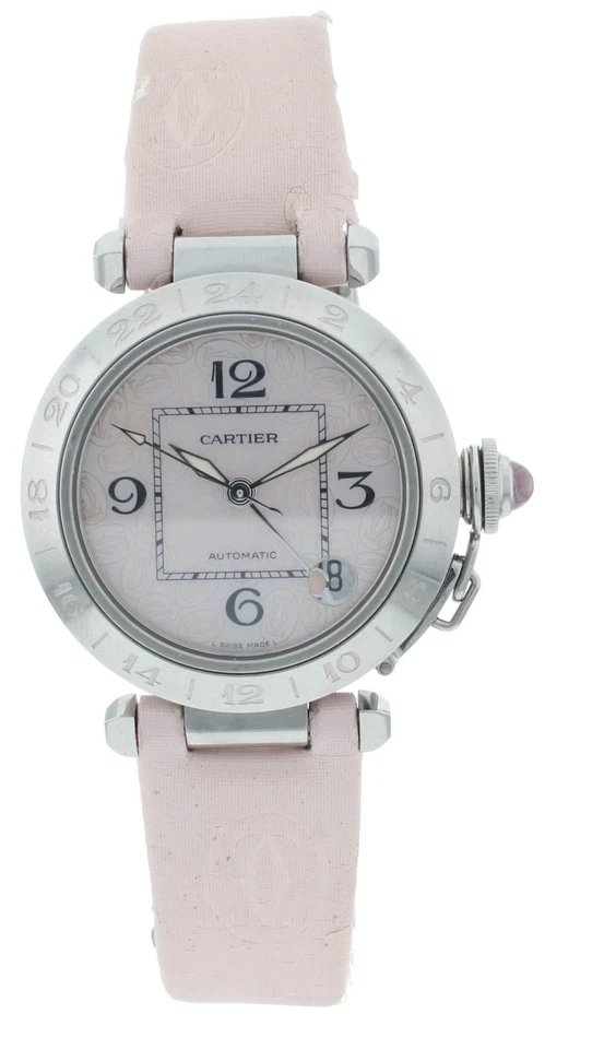 Reloj Cartier Pasha C GMT 35mm Automático Rosa Esfera MOP Damas W3107099-2377 Foto 1 de 4