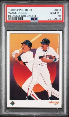1989 UD RED SOX CHECKLIST #687 WADE BOGGS PSA 10 - Image 1 of 2