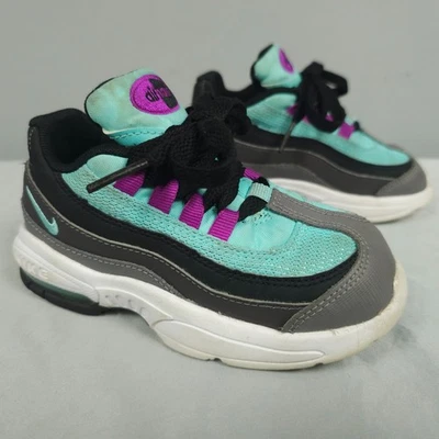 Nike Air Max 95 Shoes Toddler Boy Size 9C Black Gray Aqua Gunsmoke Lace-up - Image 1 of 4