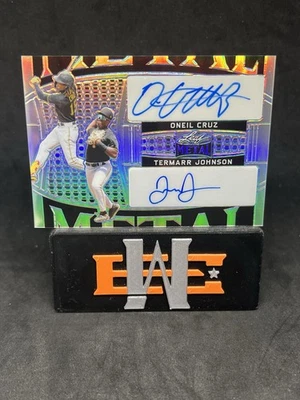 2022 Leaf Metal Oneil Cruz Termarr Johnson Dual Auto Silver Prismatic #/10 - Image 1 of 2