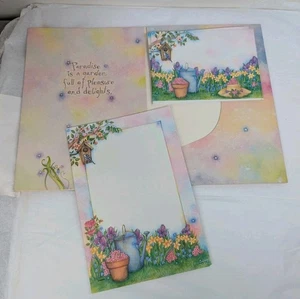 Vintage 80er Gartenarbeit Blumen Schreibwaren Umschlag & Papier 22 Teile unvollständiges Set - Bild 1 von 6