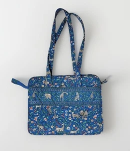 Bolso de Mano Vintage Vera Bradley Retirado Reino Animal Azul Estampado Safari Acolchado - Imagen 1 de 7