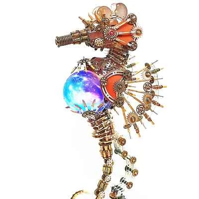 3D Metal Puzzle Seahorse with Lamp Assemble Jigsaw Model Kit Building DIY Toys - Image 1 of 4