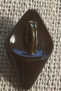 1950s Glass Button Chocolate Brown Gold Accent Unique 12 mm Collectible - Picture 1 of 8