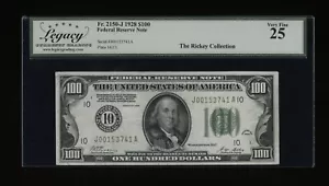 DBR 1928 $100 Kansas City Numeral Fr. 2150-J Legacy 25 Serial J00153741A - Picture 1 of 2