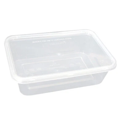 500ML SMALL DISPOSABLE MICROWAVE REUSABLE FOOD CONTAINERS AND LIDS PLASTIC - Image 1 of 4