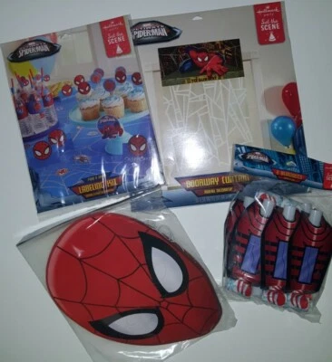 Spider-Man Set The Scene Party Decor(1) Door Curtain (8)Blowouts,(8)Masks NEW  - Image 1 of 4