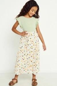 Hayden Girls Midi Button Down Pleated Skirt Floral Design Size X-Large NWT - Picture 1 of 2