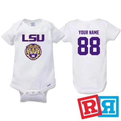 Personalized LSU Tigers Gerber Baby Onesie® Cotton Custom Bodysuit - Image 1 of 4