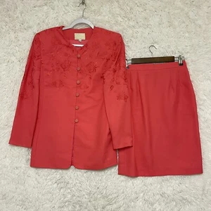 Ivana Skirt Suit Woman's Size 8 Coral Pink Vtg Career Barbiecore Classiccore - Picture 1 of 21