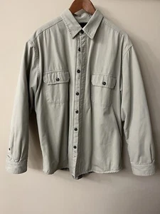 Club Room Jacket MENS Large Shirt Shacket Fleece Lined Button Up Khaki - Picture 1 of 4