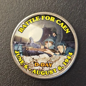 Colorized Kennedy Half Dollar World War II D-Day Battle for Caen Britain Canada - Bild 1 von 4