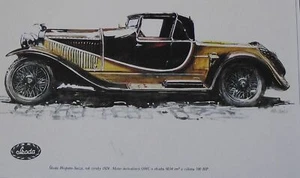 Skoda Hispano Suiza 1924 Picture Car Vladimir Bidlo Printed Illustration  - Picture 1 of 3