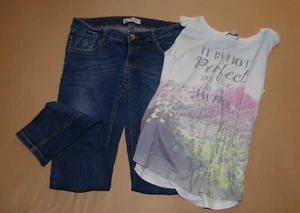 Jeanshose und T-Shirt Mädchen Größe 36 - Bild 1 von 3