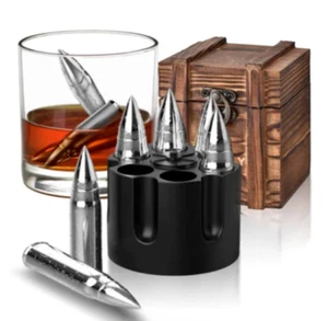 Bullet Whiskey Eissteine Geschenkset - 6 Stück Edelstahl Whiskey Eiswürfel - Bild 1 von 5