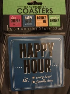 Conversation Coasters ~ Set of 8 Drinking/Party Theme ~ NEW IN PACKAGE! - Picture 1 of 2