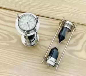 Antiguo Reloj de Arena Vintage Marítimo Vidrio Arena Latón Temporizador Decoración Náutica Regalo - Imagen 1 de 4